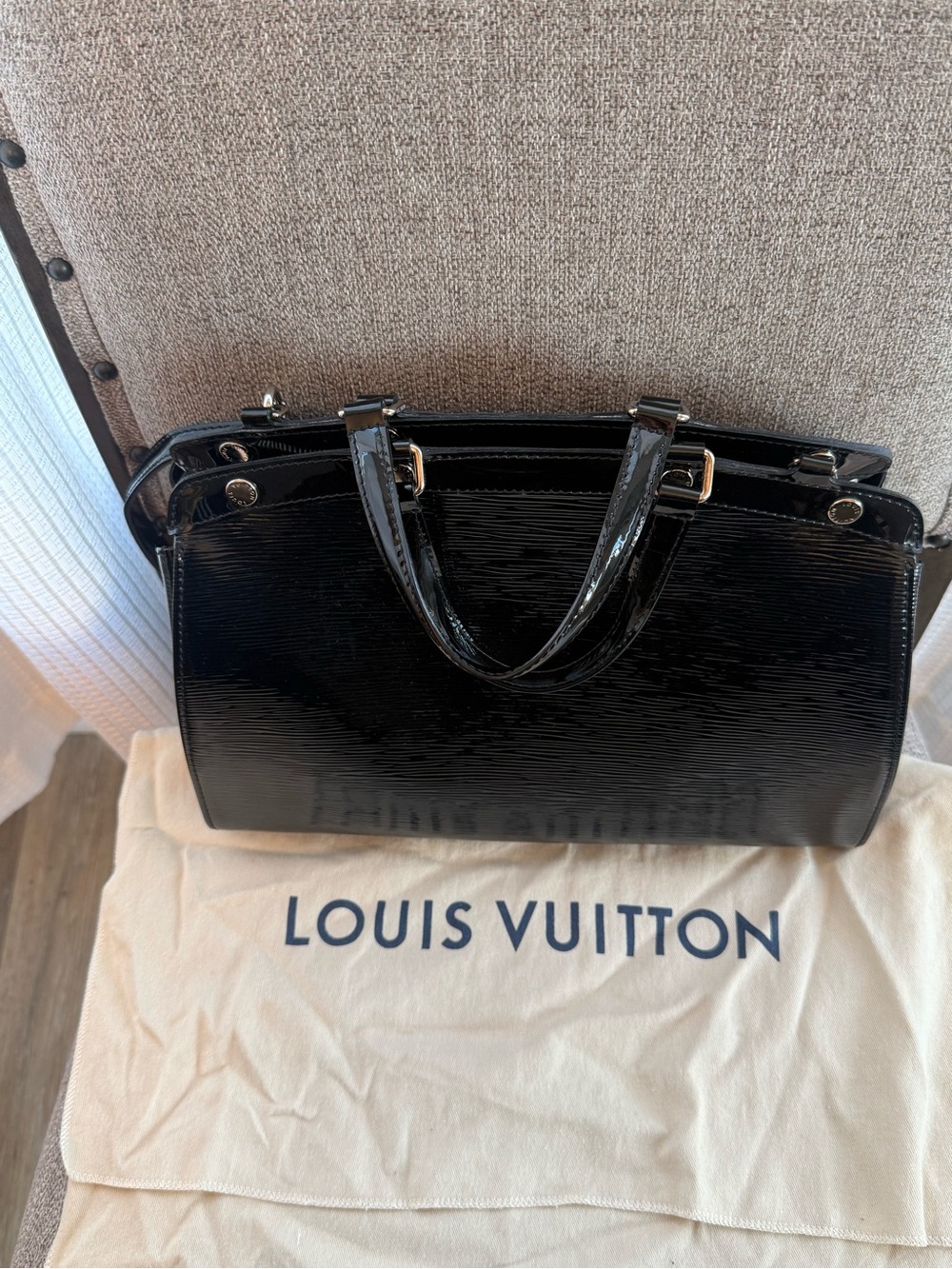 Louis Vuitton Black Patent Satchel with silver Accents - Picture 5 of 9